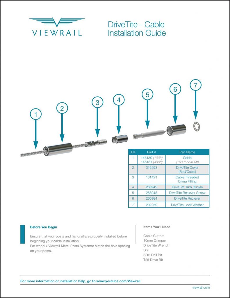 DriveTite Installation - Cable Railing Kits for Wood Posts