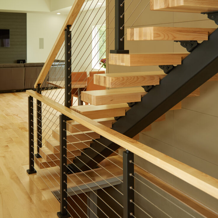 Interior Floating Stairs Cable Railing