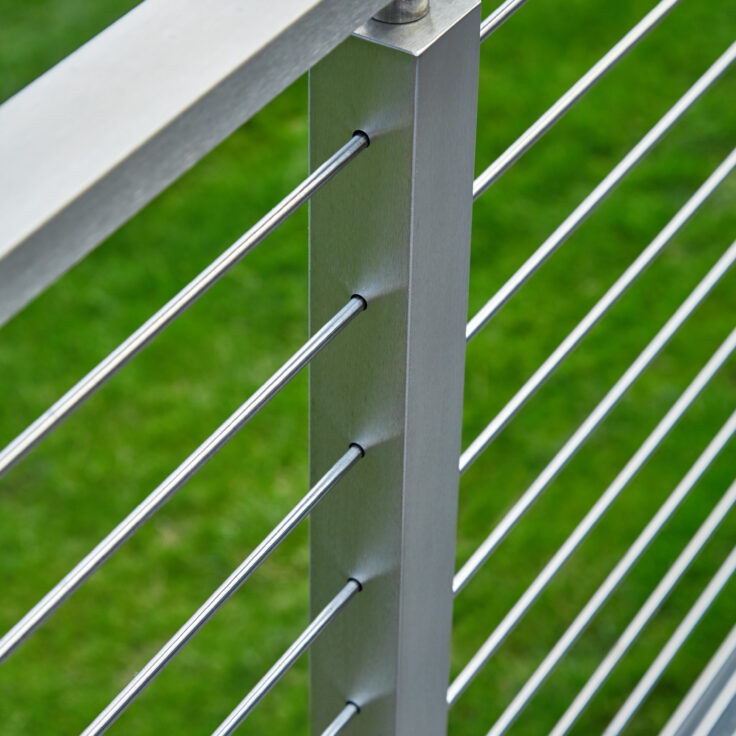 Lakeside deck stainless steel rod railing post detail