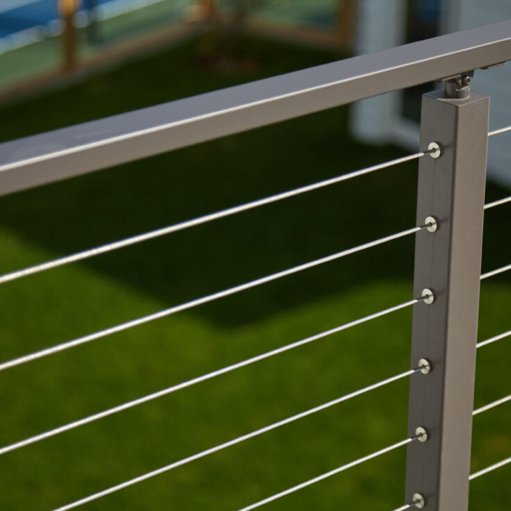 Cable Railing Close up silver posts