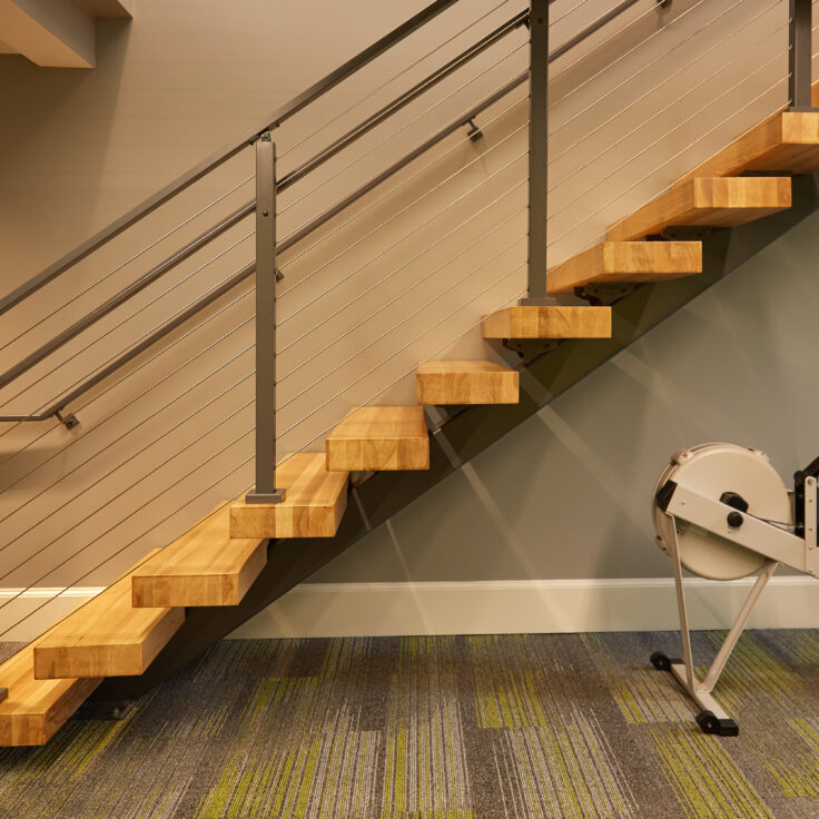 Floating Staircase in a Workout Facility