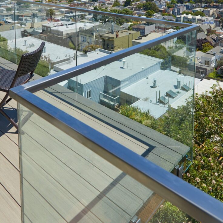 Square Stainless Steel Glass Cap Detail