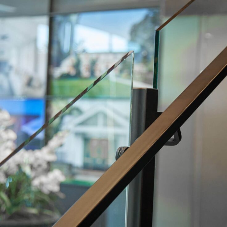 Close Up of Handrail and Glass Panels