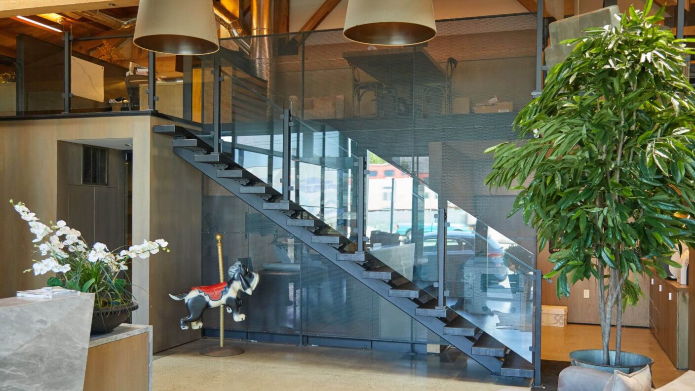 Floating Staircase with Glass Railing