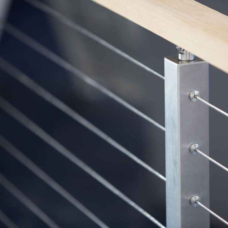 Close Up of Rod Railing with Wooden Handrail