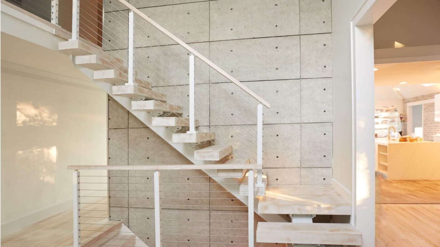 Floating Stairs with Whitewash Finish