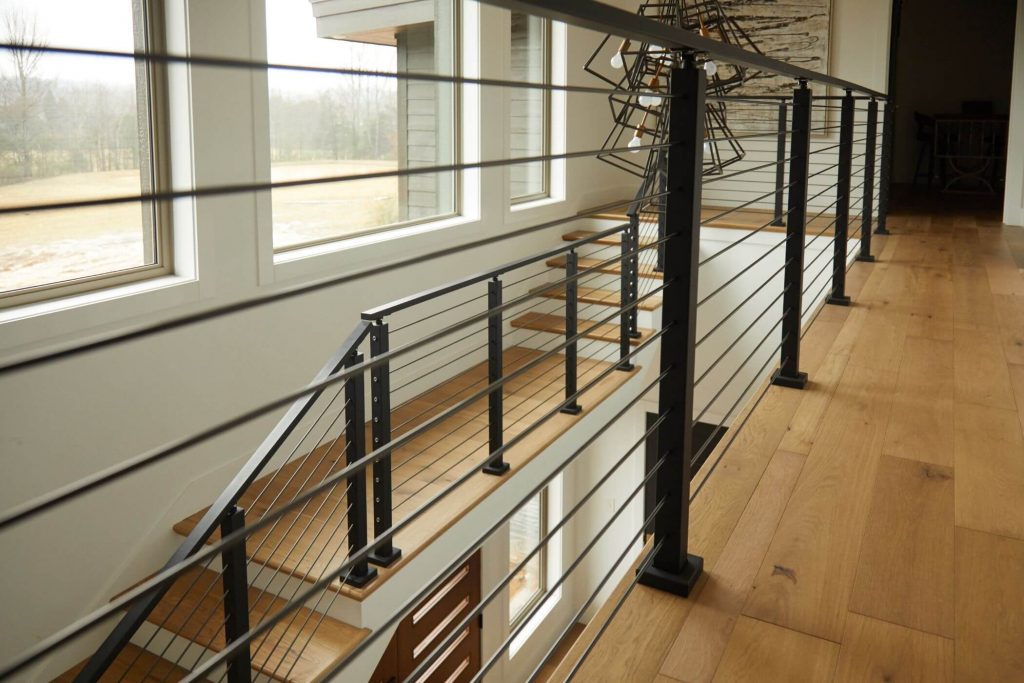 Rod Railing System with Stairs and Landing