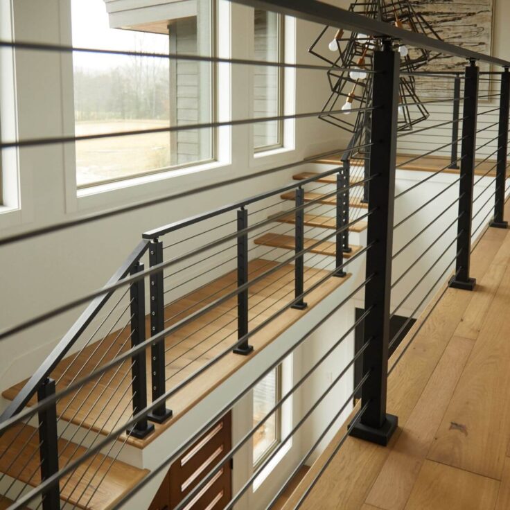 Rod Railing System with Stairs and Landing