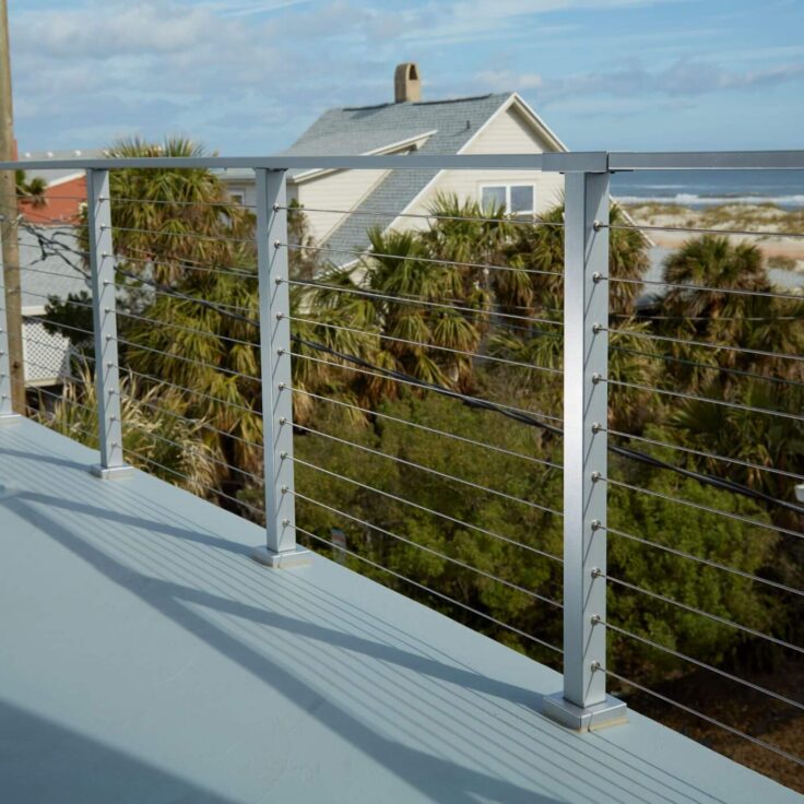 Flat top Cable Posts on an Exterior Deck