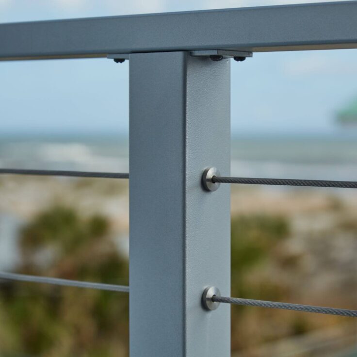 Flat Top Posts with Metal Handrail