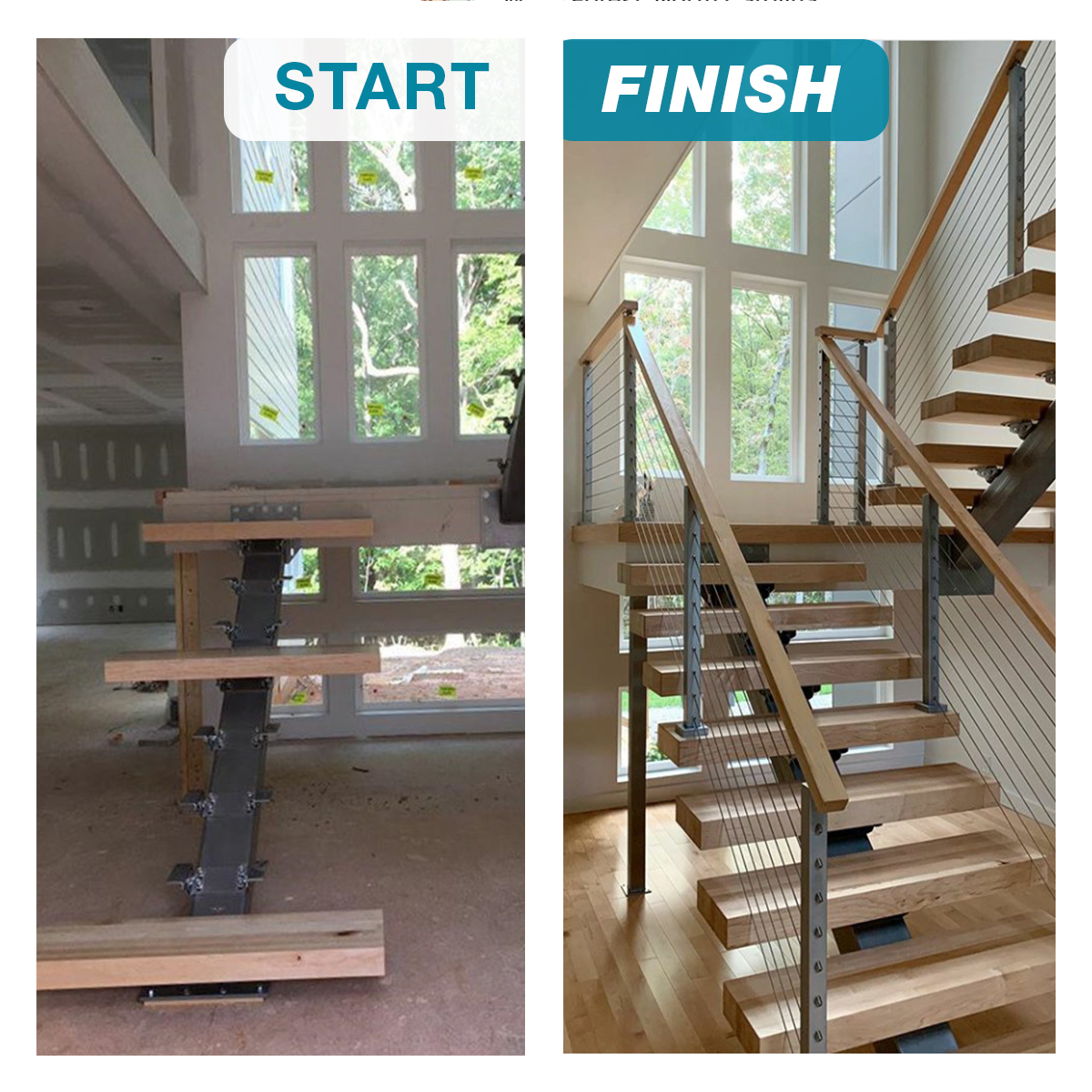 mono stringer stair before & after