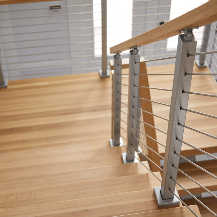 Rod Railing for Stairs with metal posts