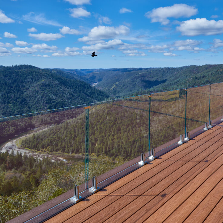 Invisible Glass Railing on a Mountainside Home